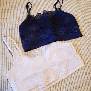 Lace Front Bralettes, One Navy, One White